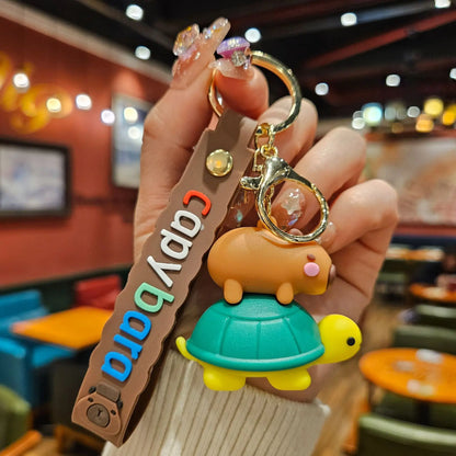 Cute Finless Porpoise Pendant Kapibara Leather Rope Keychain