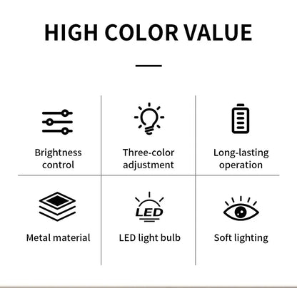 2pcs USB Rechargeable LED Desk Lamp Stepless Dimming Tricolor Touch Night Light Bedside Light Bar Hotel Decoration
