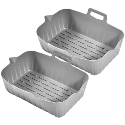 2Pcs Air Fryer Silicone Pot Liners 7.5 inch Hot Air Fryer Accessories Airfryer Baking Mould Reusable Non-Stick Square Tray