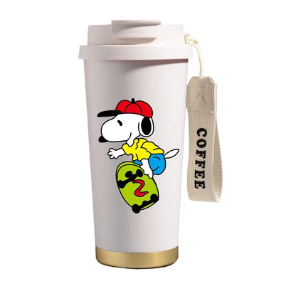 500ml Snoopys Stainless Steel Insulated Water Bottle Anime Kawaii Portable Travel Outdoor Car Tea Coffee Mug Cold Thermos Cup
