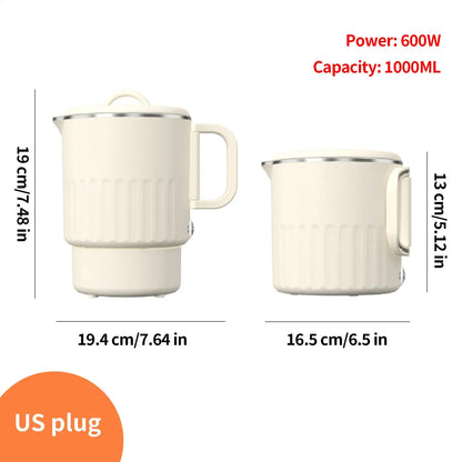 Travel Foldable Kettle 1L Folding Electric Kettles For Boiling Water Fast Boiling Machine With Steamed Egg Rack For Picnic
