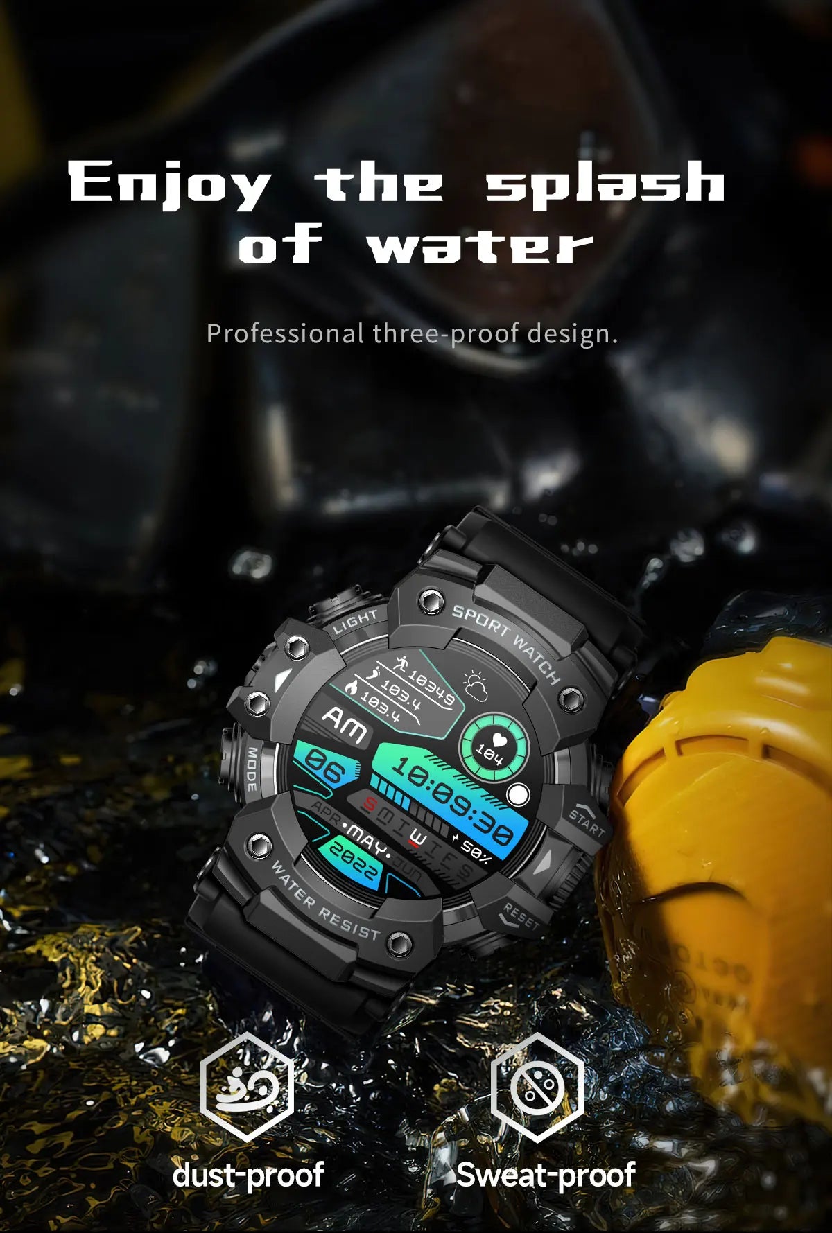 2025New Outdoor Sports Flashlight Fitness Smart Watch Bluetooth Call Multiple Sports Modes Compass Waterproof Outdoor Durable