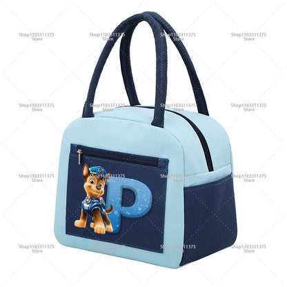 Cute PAW Patrol Thermal Bag Food Storage Container Letter A-Z Student Lunchbox Cartoon Fashion Handbags Bento Durable Bags Gifts