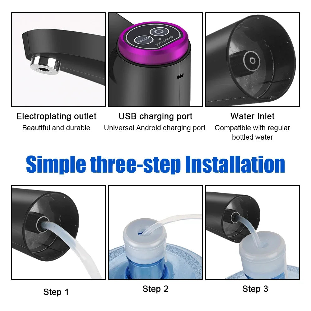 Automatic Electric Water Dispenser USB Barreled Water Pump Water bottle Gallon Drinking Bottle Switch Water Treatment Appliances