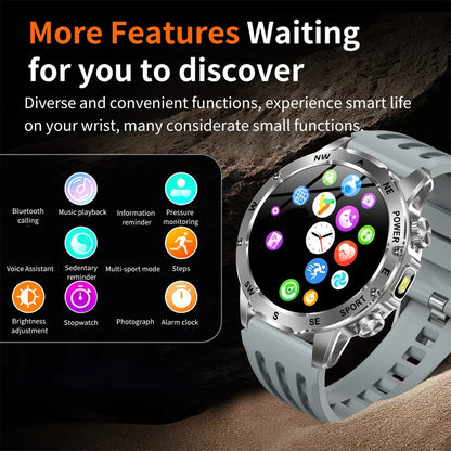 Outdoors Smart Watch Men Women BT Call Health Music 800Mah Battery Smartwatch Flashlight Compass Sports Fitness IP68 Waterproof