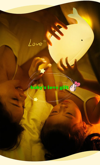LED Night Light Cute Whale Cartoon animals Silicone Lamp for Children Kid Touch Sensor Timing USB Rechargeable for Birthday Gift