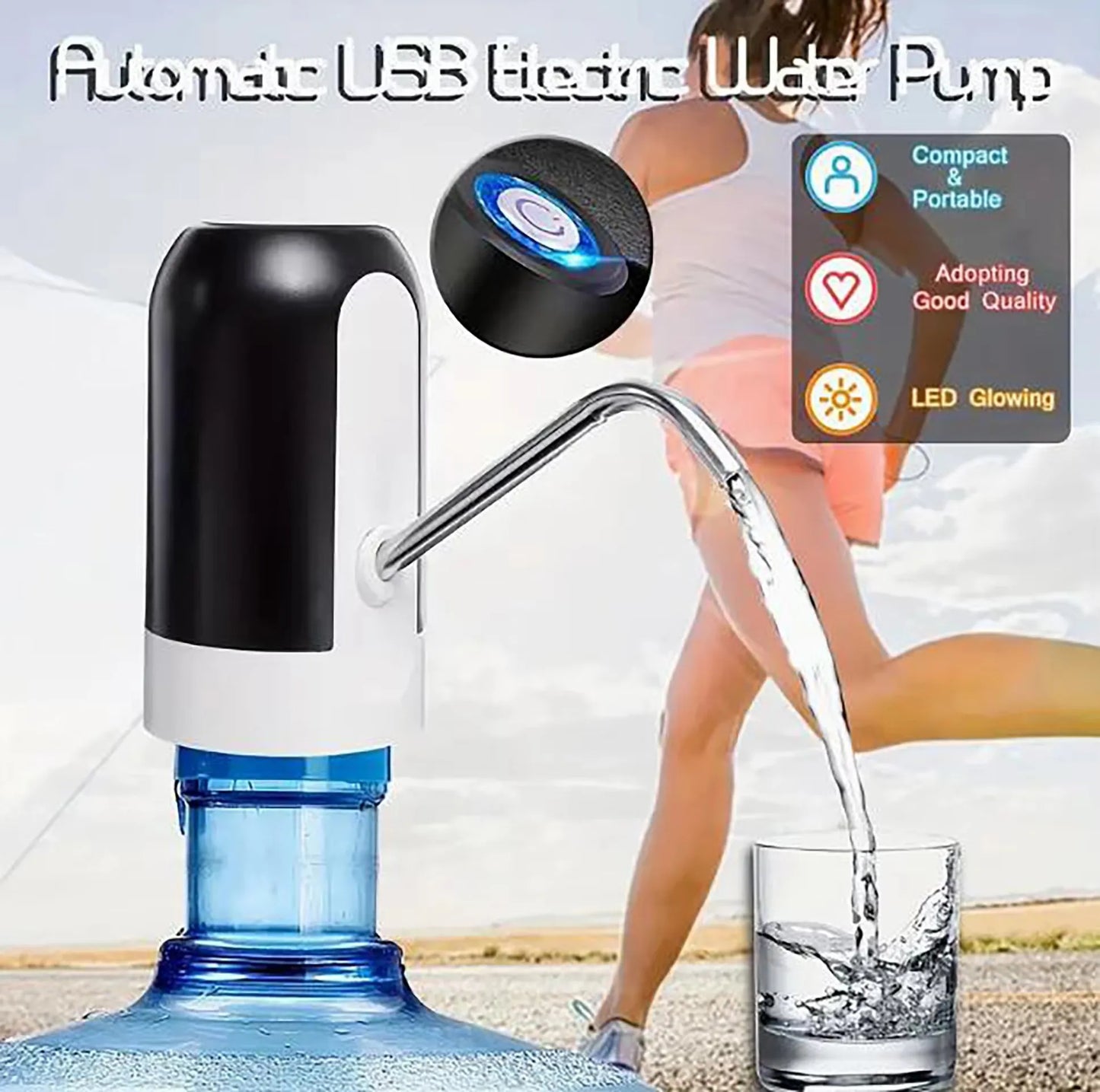 1PC Bucket Water Pump, Electric Water Press, Wireless Intelligent One Click Water Dispenser, Charging Water Absorber