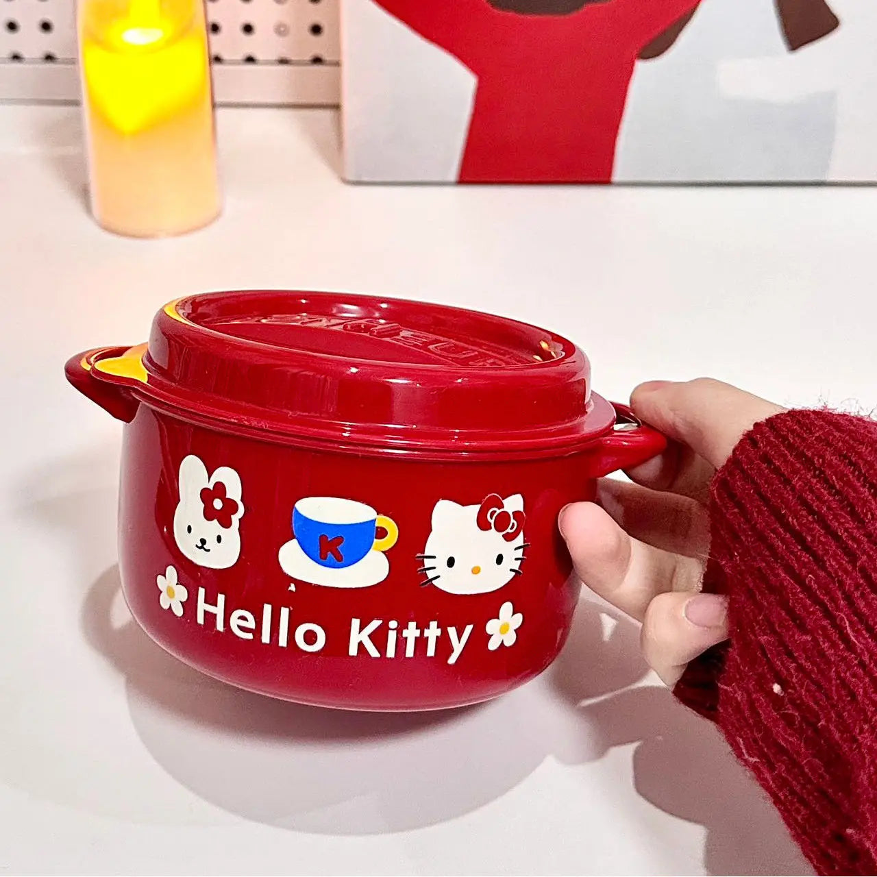 Original Hello Kitty Lunch Box Set Cute Food Storage Container Microwave Safe Pp Plastic Lunch Box Cute Gift