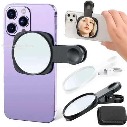 Smartphone Camera Mirror Reflection Clip Kit Portable Mobile Phone Camera Mirror Clip With Storage Bag Phone Rear Selfie Mirror