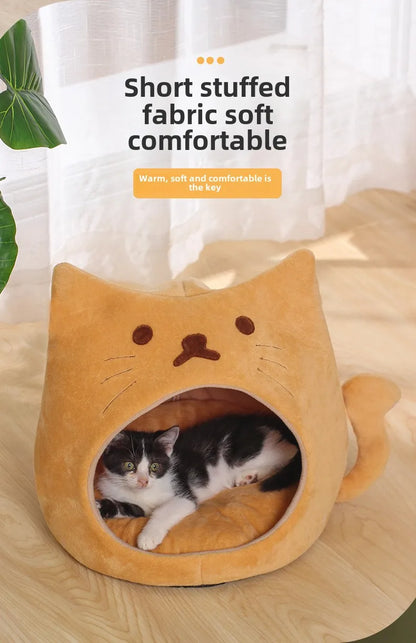 Cute pet cat nest pad short plush pp cotton cat house autumn and winter warm pet supplies
