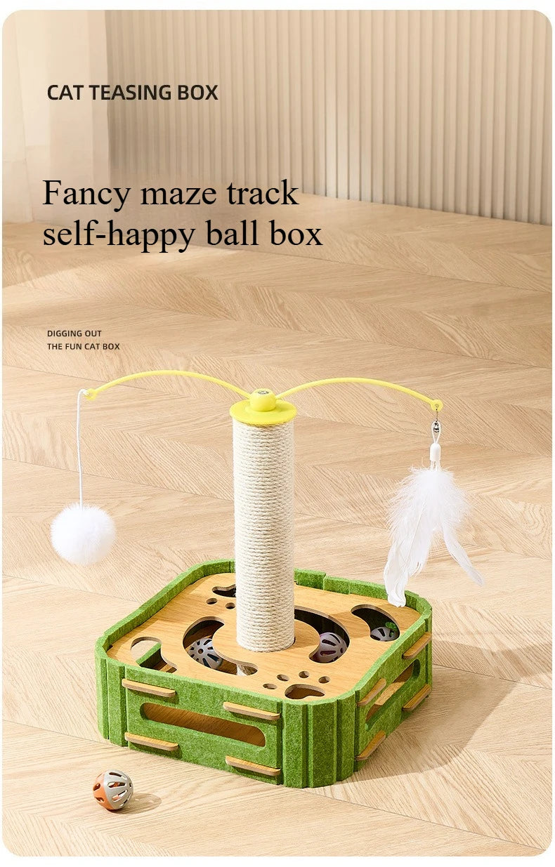 Pet Cat Puzzle Maze Holes Toys Felt Box With Bell Ball Kitten Playing Toys Interactive Funny Combination Set Cat Supplies
