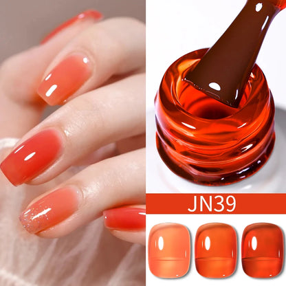 BORN PRETTY 10ml Wine Red Glitter Jelly Nude Gel Nail Polish Soak Off Translucent Color UV Light Cure for Nail Art DIY at Home