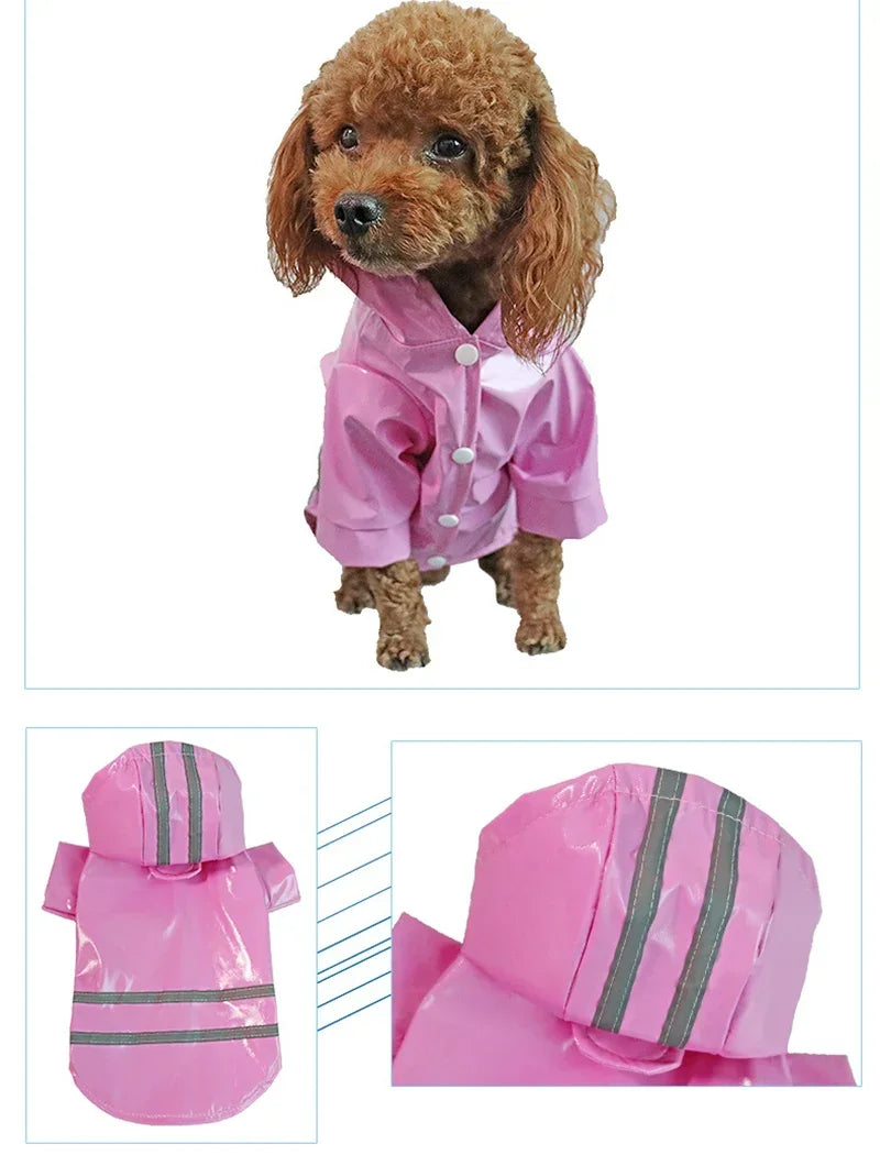 Small Dog Raincoat Reflective Waterproof Windproof Pet Dog Coat Puppy Cats Raincoat Chihuahua Bulldog Pets Cape Poncho Clothes