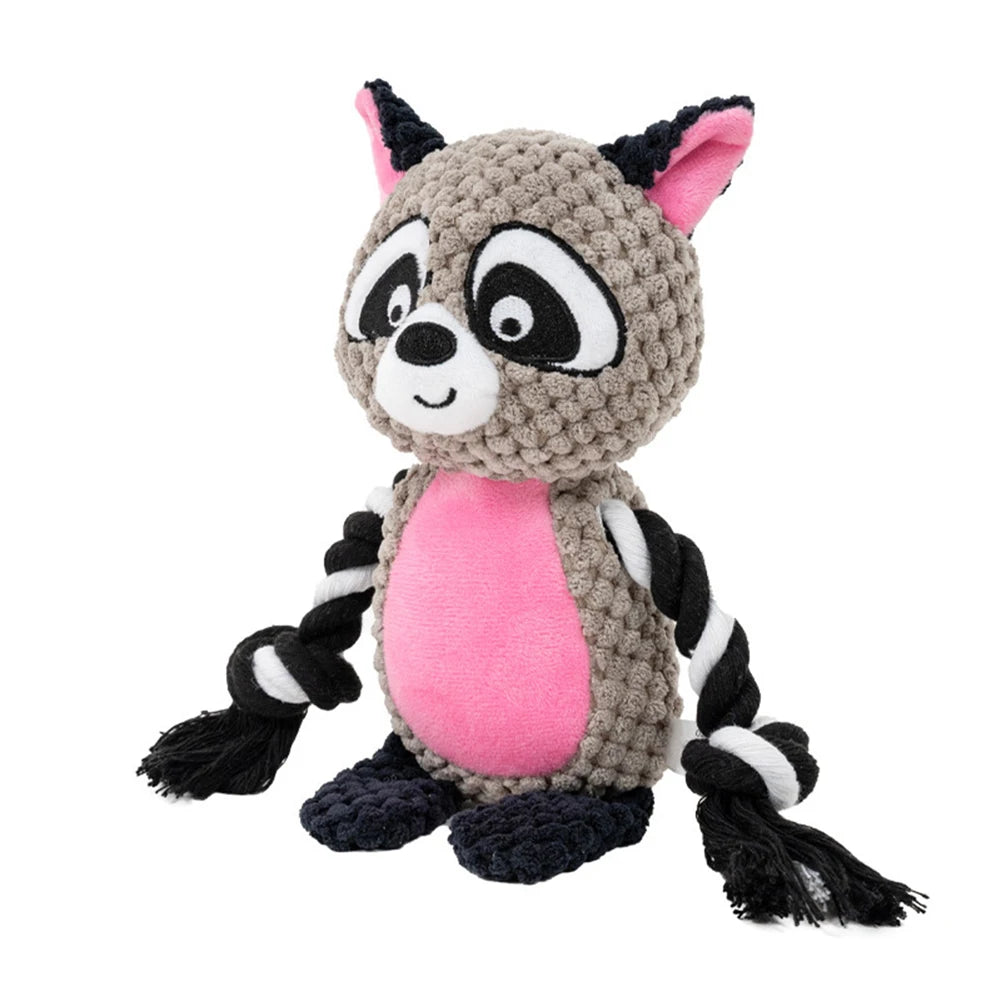 Dog Enrichment Toy Cute Animal Rope Dog Toy Plush Puppy Chew Pet Squeak Toy Cartoon Interactive Games For Dogs Stuff For Dogs