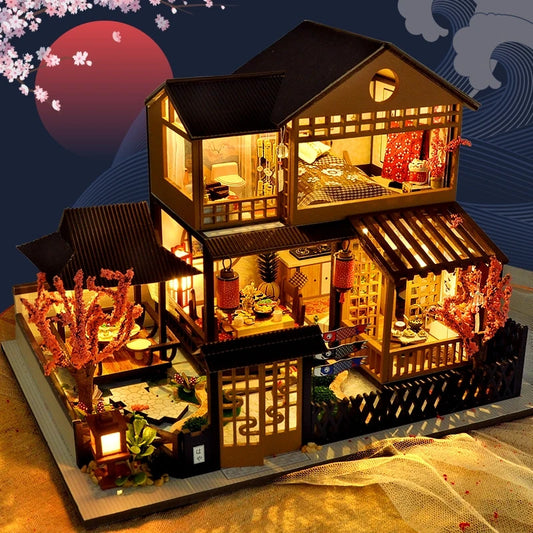 Cutebee DIY Dollhouse Super Mini Scale Miniature Dollhouse Japanese Garden Building Kit Toys for Birthday Gifts