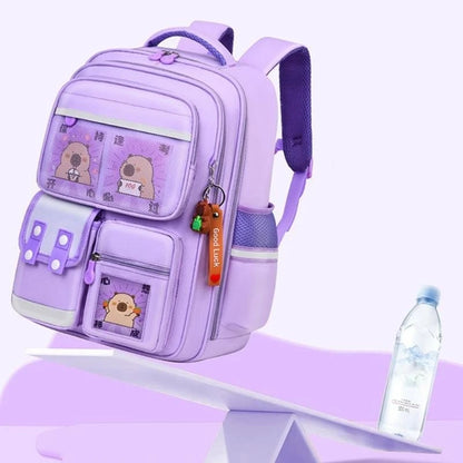 E8FB Lightweight Capybara Backpack for Kids Lovely and Breathable School Bag with Large Storage Space and Adjustable Strap