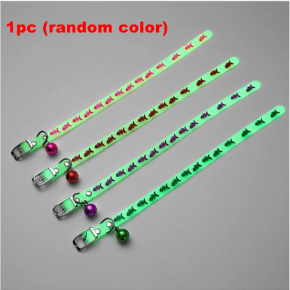 Fashion Pet Glowing Collars with Bell Glow at Night Dogs Cats Necklace Light Luminous Neck Ring Accessories for Kitten and Puppy