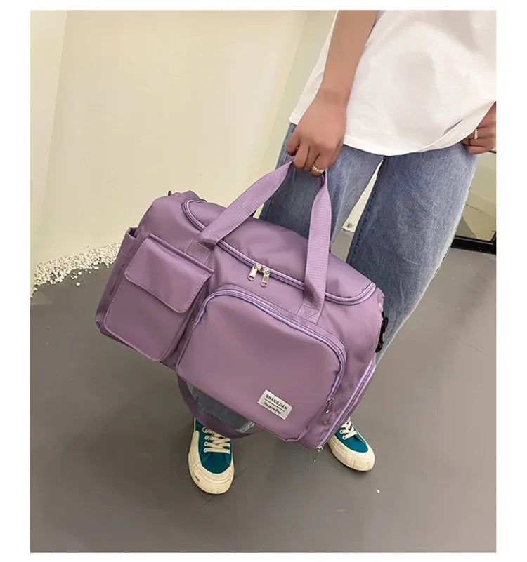 Carry On Travel Bag Large Capacity Gym Bag Weekender Overnight Duffle Bags With Shoe Compartment Sports Fitness Bags for Women