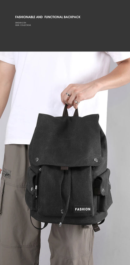 2025 New Style Men Climbing Hiking Backpacks Travel Leisure Students Bags Big Schoolbags Fashion Large Pockets Multi-Zipper