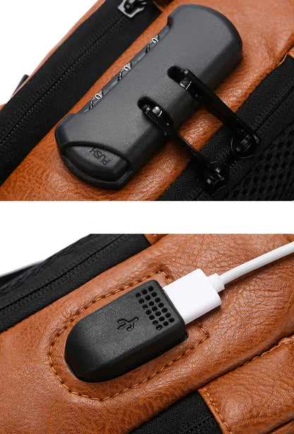 Men's Multifunction Anti-theft USB Chest Bag, Sling Shoulder Bag, Password Lock Crossbody Bag Suitable for Cycling
