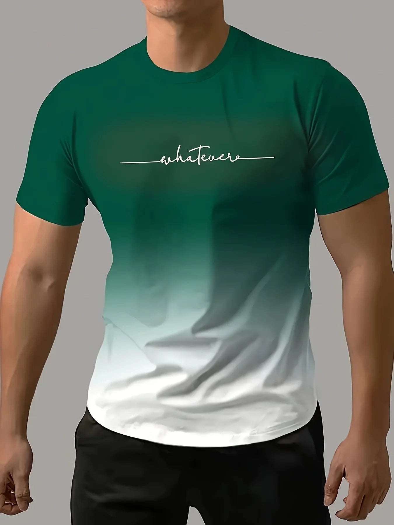 Men's Casual Crew Neck Short Sleeve T-shirt In Gradient Color,Versatile For Sports And Casual Wear