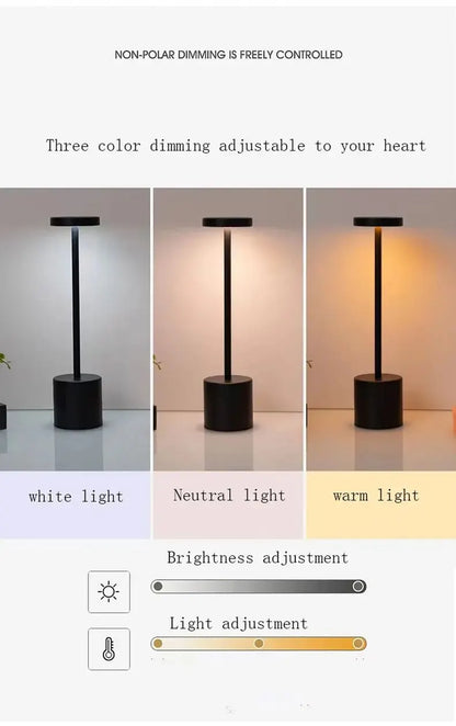 Aluminum Alloy Decorative Table Lamp LED Waterproof Rechargeable Night Light Touch Dimming Bar Living Room Reading Camp Light