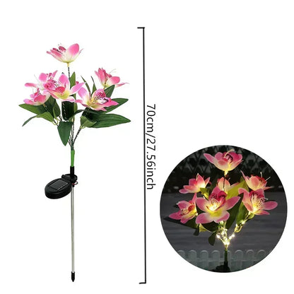 Garden Summer Decor LED Lawn Lamp Artificial Orchid Solar Landscape Ground Lights for Home Camping Wedding Party Decoration