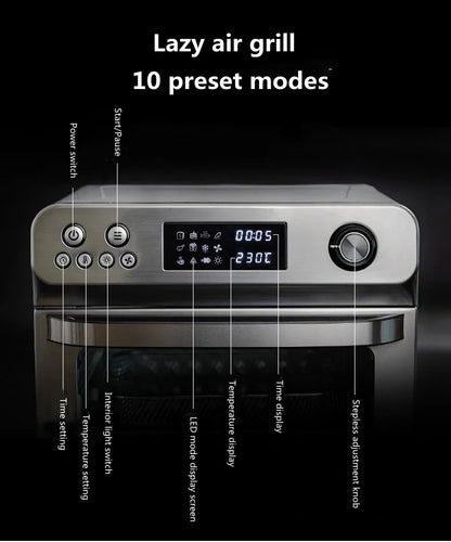 Intelligent automatic household visual stainless steel electric fryer oven