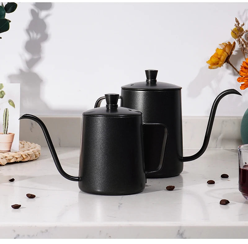 350ml 600ml Drip Kettle Coffee Tea Pot Non-stick Coating Food Grade Stainless Steel Gooseneck Drip Kettle Swan Neck Thin Mouth