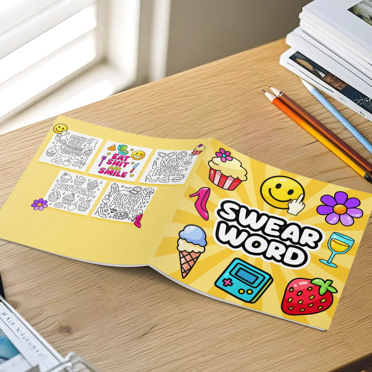 SWEAR WORD Coloring Books For Adults And Teens Featuring Cute Puppies Cartoon Coloring Books To Relax In A Cozy Hygge Moment