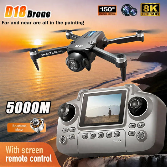 2025 New D18 Drone 8K Aerial HD Dual Camera Photography Intelligent Obstacle Avoidance Brushless Power Foldable Quadcopter Toys