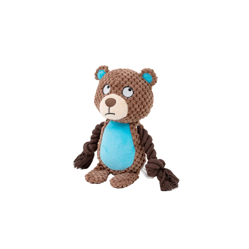 1pc Cartoon Animal Dog Toy Cute Plush Puppy Chew Pet Squeak Knot Toy Cartoon Rabbit Monkey
