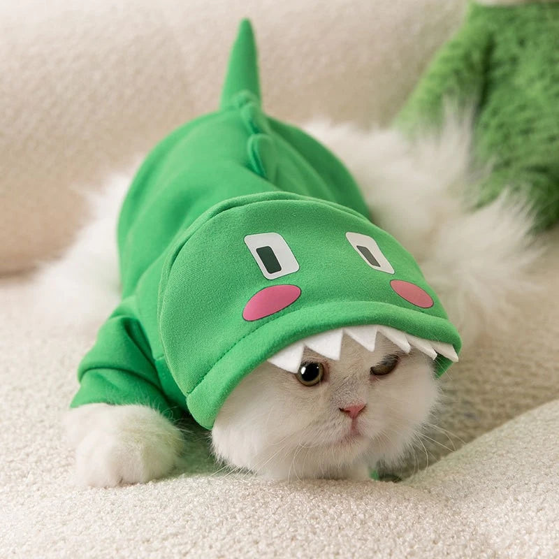 Autumn Winter Pet Cat Sweatshirt Warm Fleece Cosplay Animal Hoodies Overalls for Small Dogs Funny York Halloween Kitten Clothing