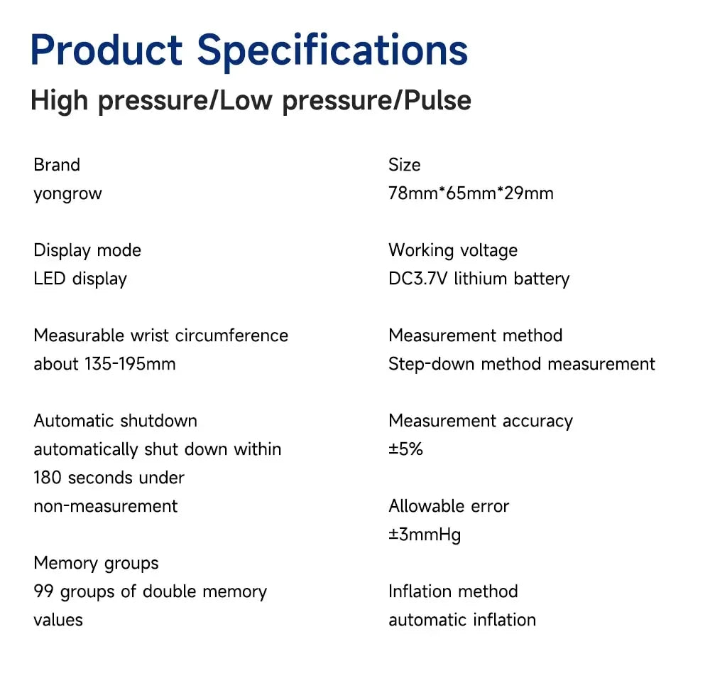Blood pressure monitor bag New LED Rechargeable Wrist Blood Pressure Monitor English Voice Broadcast Tonometer BP Monitor