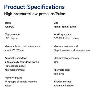 Blood pressure monitor bag New LED Rechargeable Wrist Blood Pressure Monitor English Voice Broadcast Tonometer BP Monitor