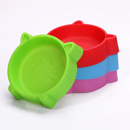 Pet Supplies Cat Shaped Pet Bowl Eco-friendly Plastic Non-Slip Dog Bowl Solid Cat Bowl Color Cute Durable Water Bowls for Cat