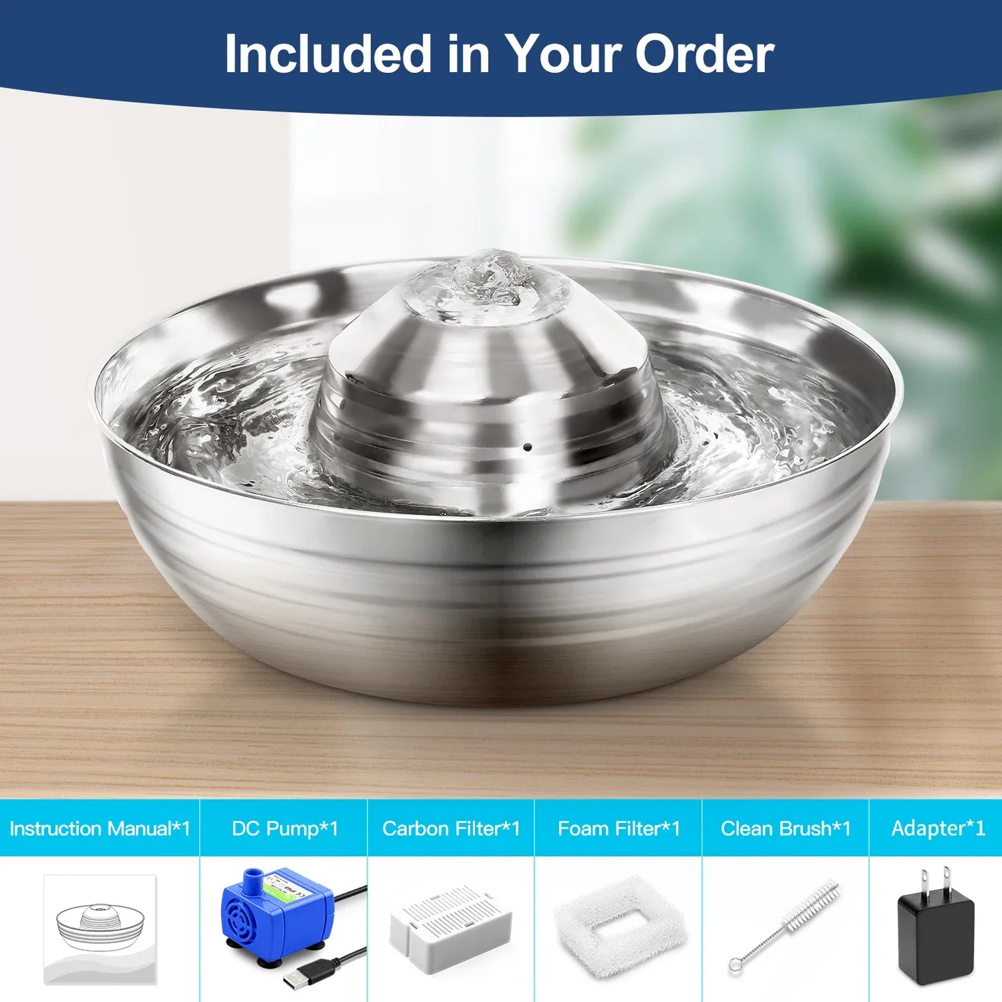 Easy to clean filter pet bowl automatic feeder water supply pipe without overflow