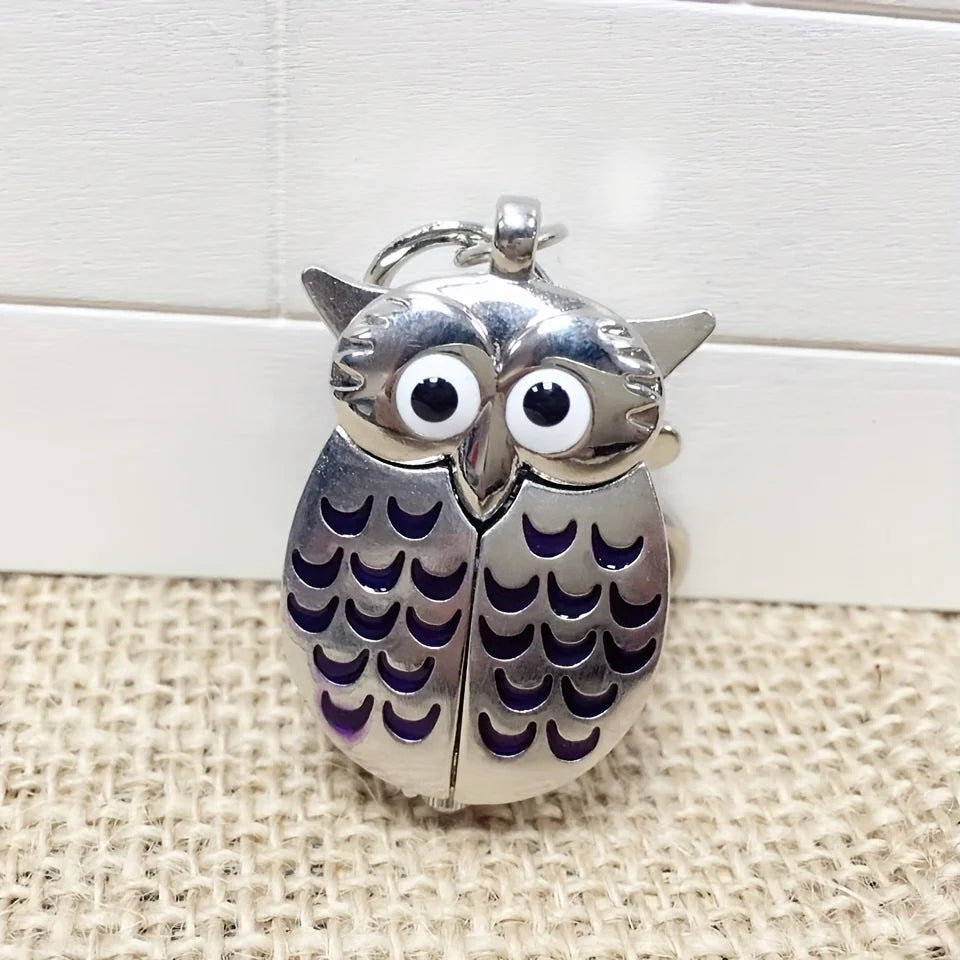 1PC Retro Silver Children's Cartoon Flip Creative Pocket Watch Necklace Women's Watch Student Watch Primary School Student Keych