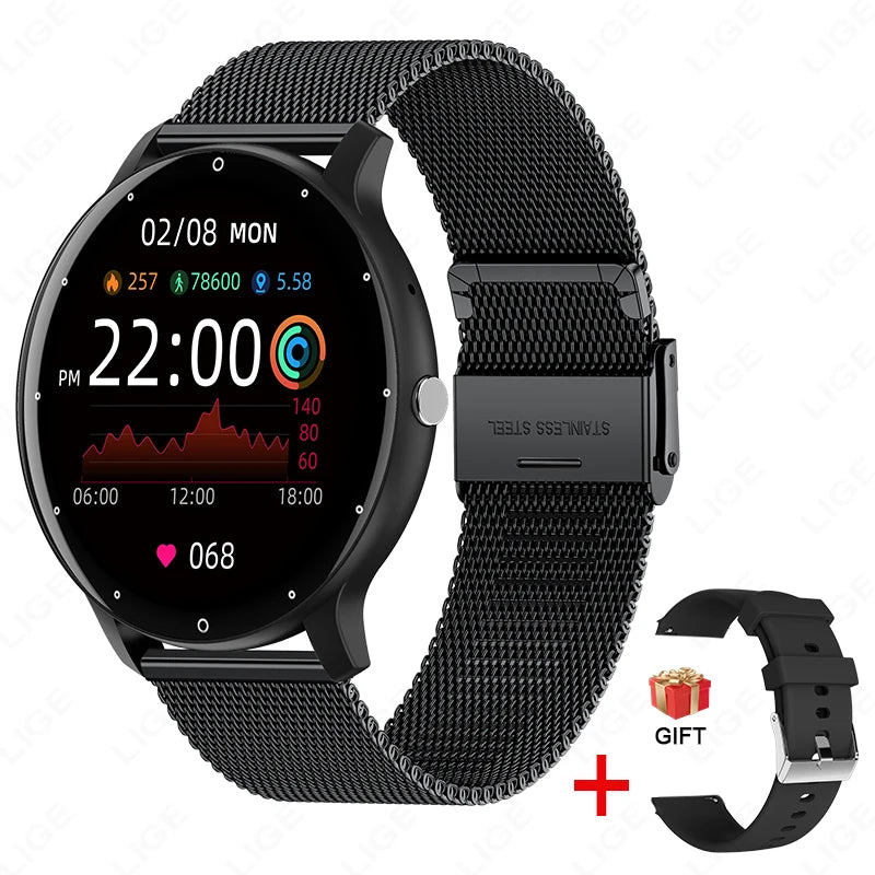 LIGE New Smart Watch Men Riding Sports Fitness Health Monitor Watch  IP67 Waterproof Bluetooth Call For Android ios Smartwatch