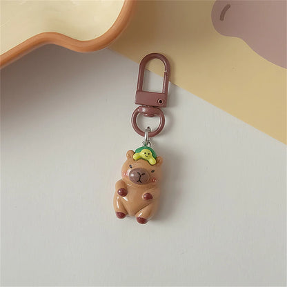 Cartoon Mini Capybara Keychains Women Men Backpack Charms Pendants Accessories Animal Bag Keyring Couple Friend Jewelry Gift