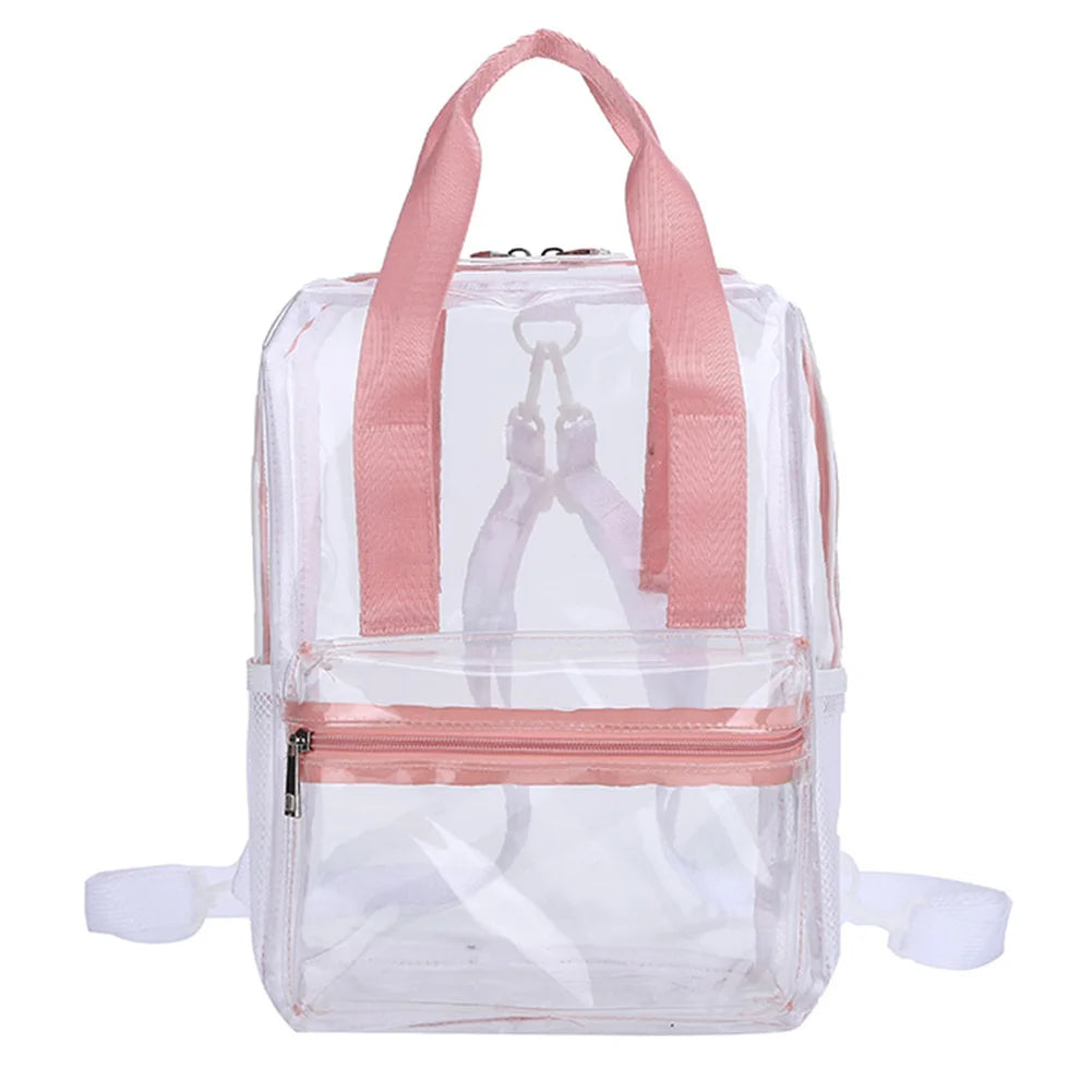 Transparent PVC Outdoor Sports Fitness Knapsack Casual Travel Visible Backpack Large Capacity Waterproof Top-Handle SchoolBag