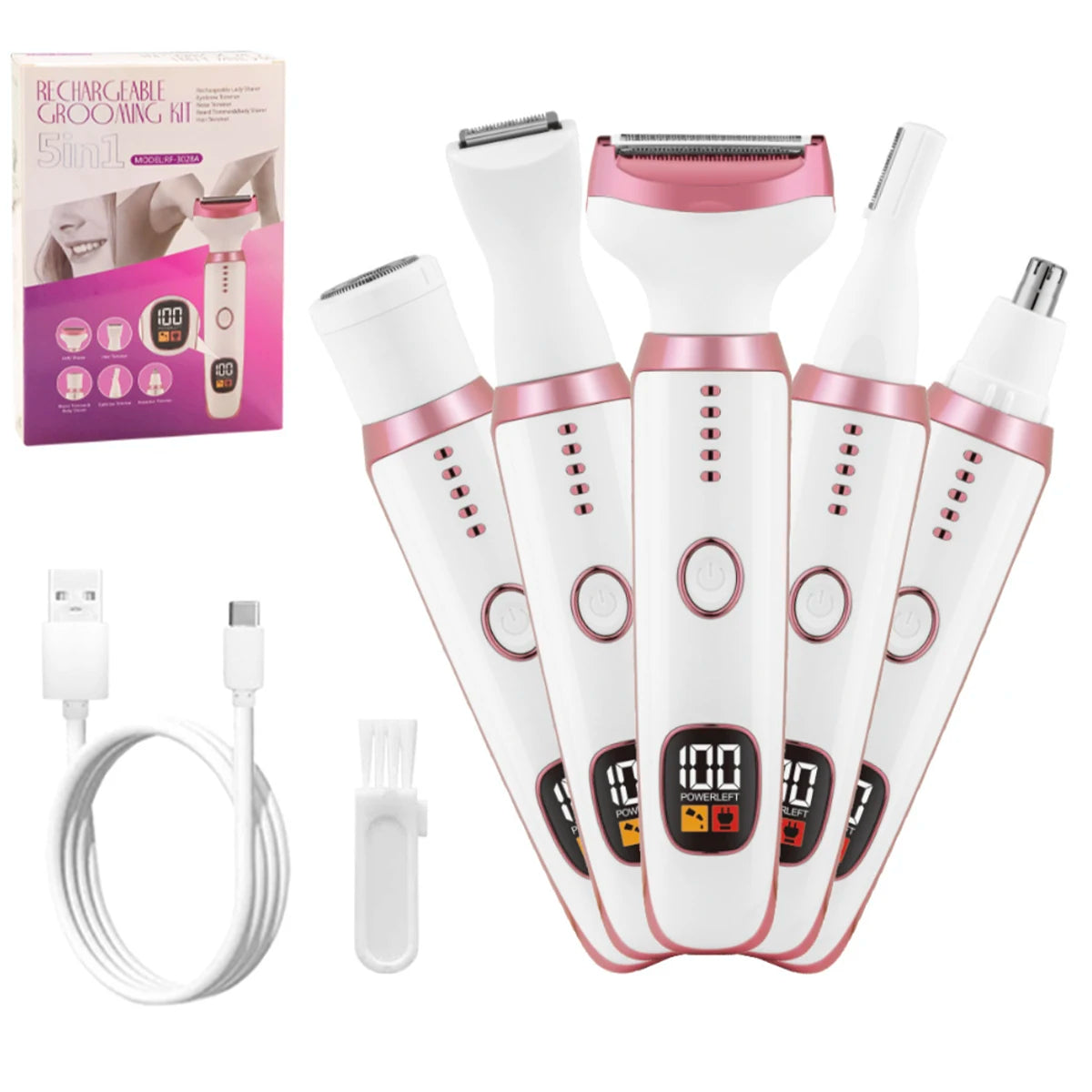 Women Epilator Trimmer Electric Lady Shaver Groin Armpit Arm Leg Bikini Hair Razor Rechargeable Lithium Battery Grooming Kit