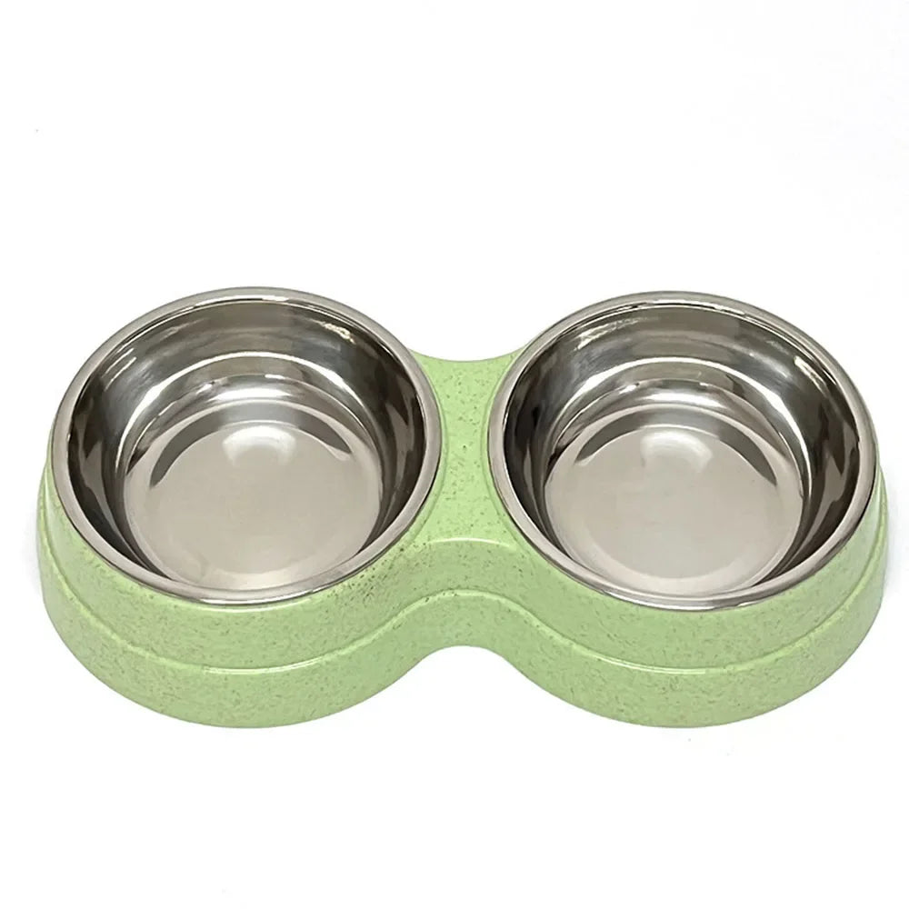Pet Cat & Dog Dual Bowl - 2-in-1 Food & Water Bowl for Medium Cats, Puppies, Pet Feeding Supplies