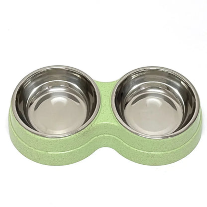 Pet Cat & Dog Dual Bowl - 2-in-1 Food & Water Bowl for Medium Cats, Puppies, Pet Feeding Supplies