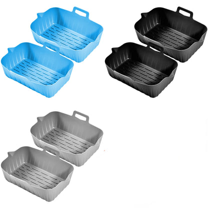 2Pcs Air Fryer Silicone Pot Liners 7.5 inch Hot Air Fryer Accessories Airfryer Baking Mould Reusable Non-Stick Square Tray