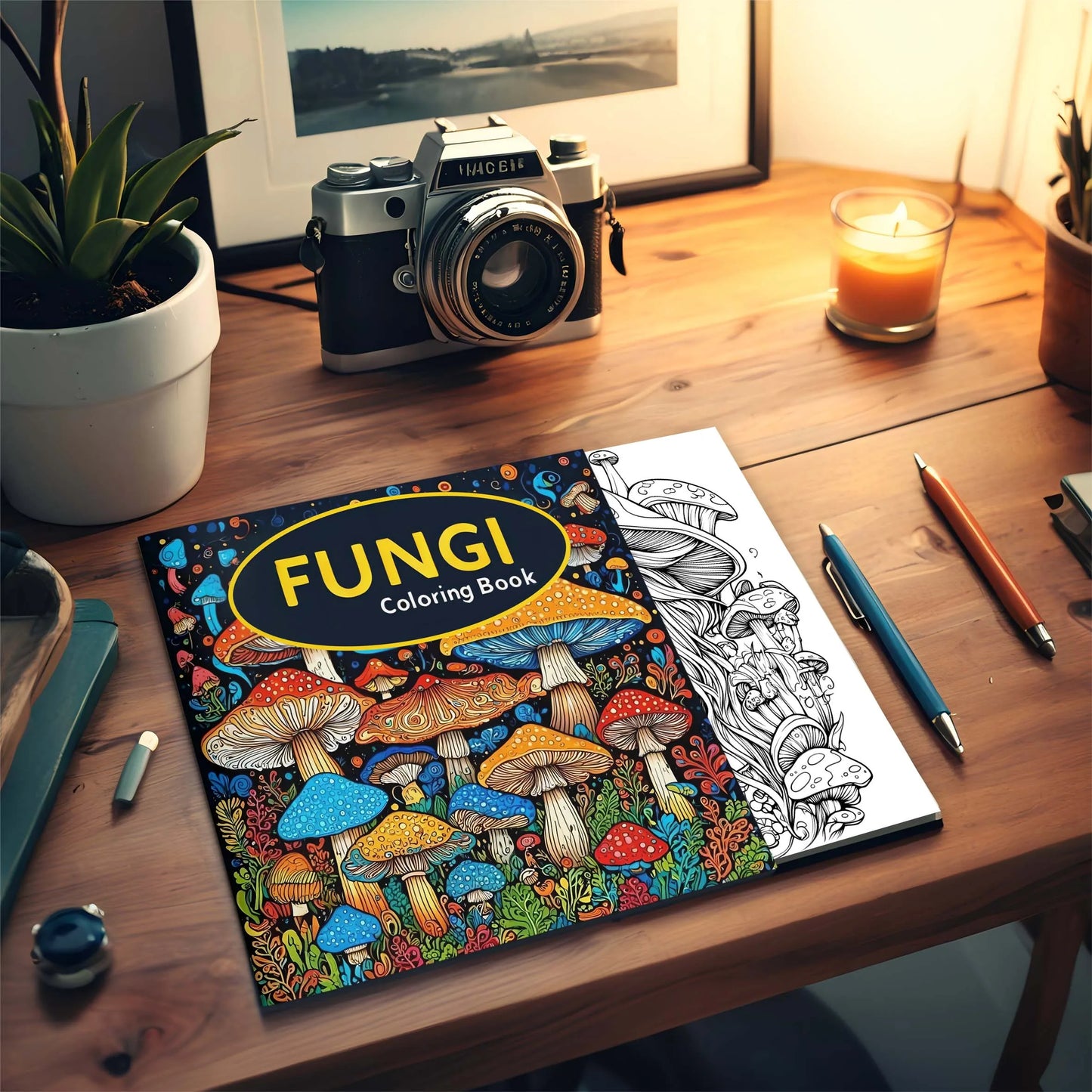 Fungi Coloring Book 24 Page Adult Picture Book Gift For Birthday Party Relieve Stress Kill Time Graffiti Painting Drawing Art