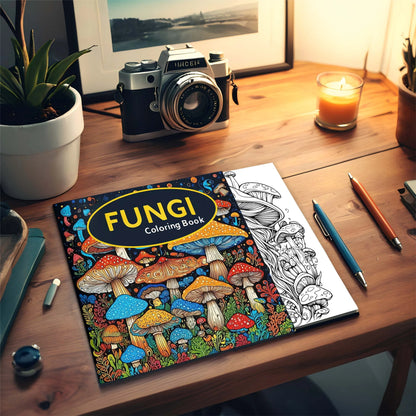 Fungi Coloring Book 24 Page Adult Picture Book Gift For Birthday Party Relieve Stress Kill Time Graffiti Painting Drawing Art