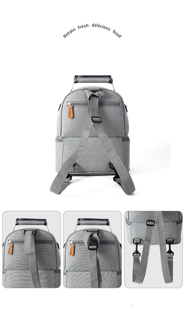 Large Capacity Hot Picnic School Food Lunch Bag Insulated Backpack Lunch Box Bags Fresh Cooler Breast Milk Fresh-keeping Handbag