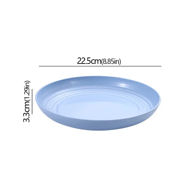 Wheat Straw Solid Color Round Plates Salad Dessert Dinner Reusable Microwave Safe Anti Fall And Shatter Plates Fruit Plate