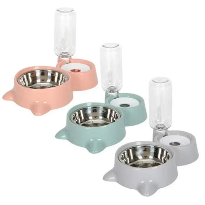 Pet food bowl, food container with automatic water storage and equipped with pet water dispenser 2-in-1 cat bowl water dispenser